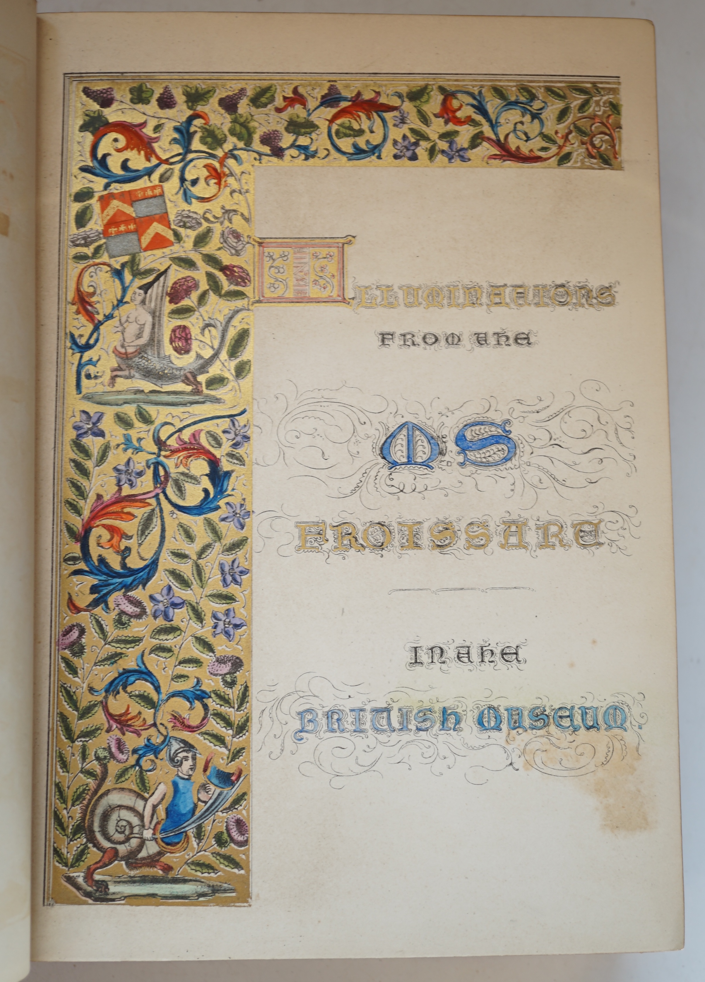 Froissart, Sir John - Chronicles of England, France and Spain…, translated by Thomas Johnes, lithographed frontispiece, 3 additional titles and 70 plates, most hand-coloured or partly so, some heightened with gold, conte